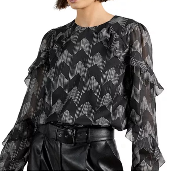NWT - Ted Baker - MOWENNA JARDIN RUFFLE SLEEVE BLOUSE - Picture 1 of 9